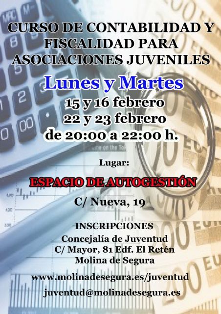 La Concejalía de Juventud de Molina de Segura organiza un curso de contabilidad y fiscalidad para asociaciones juveniles