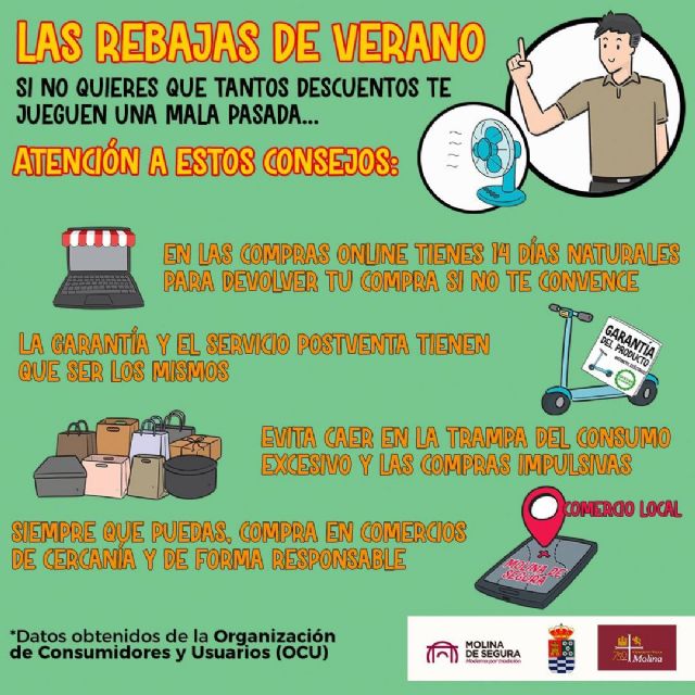 El Ayuntamiento de Molina de Segura pone en marcha una campaña de información sobre los derechos de los consumidores en periodos de rebajas