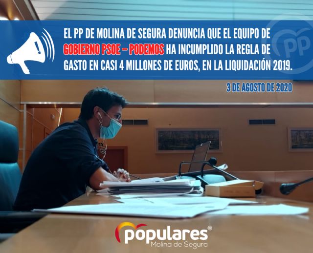 El PP denuncia que el equipo de gobierno PSOE-Podemos ha incumplido la regla de gasto en casi 4 millones de euros, en la liquidación 2019