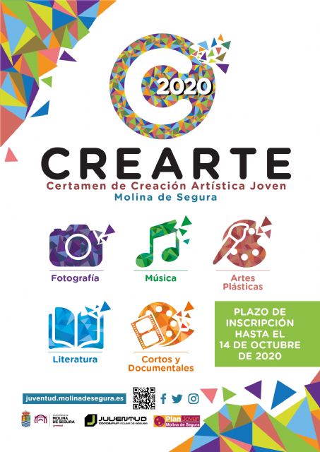 La Concejalía de Juventud de Molina de Segura pone en marcha la cuarta edición del Certamen de Creación Artística Joven CREARTE 2020