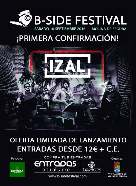 IZAL, primer grupo confirmado que participará en el B SIDE Festival 2016 de Molina de Segura, que se celebra el sábado 10 de septiembre