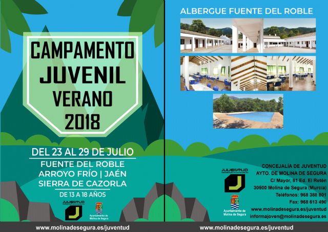 La Concejalía de Juventud de Molina de Segura ofrece 30 plazas para el Campamento Juvenil Verano 2018