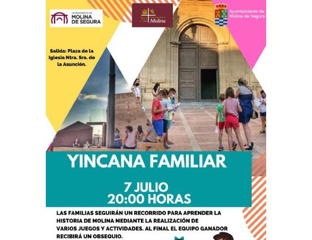 La Concejalía de Turismo de Molina de Segura organiza la visita guiada gratuita Yincana Familiar el jueves 7 de julio