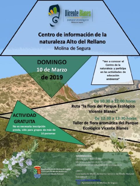 Las plantas aromáticas y sus usos tradicionales centran las actividades en el Centro de Información de la Naturaleza Alto del Rellano de Molina de Segura el domingo 10 de marzo