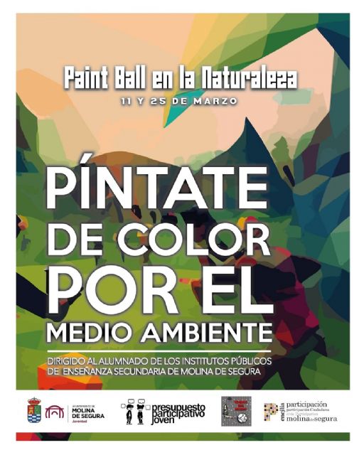 Juventud lanza la actividad PÍNTATE DE COLOR POR EL MEDIO AMBIENTE, Paintball en la naturaleza, los días 11 y 25 de marzo