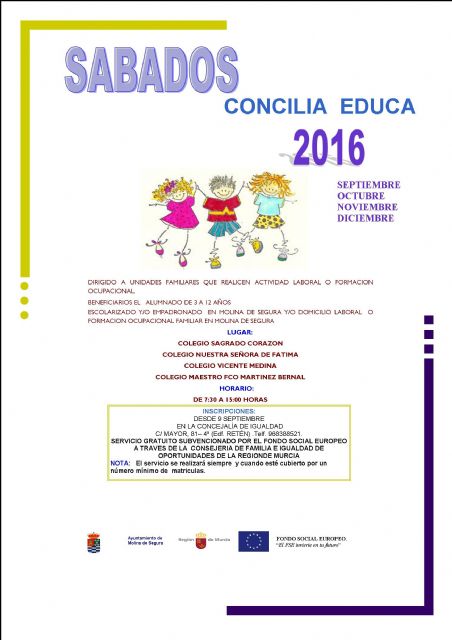 El Ayuntamiento de Molina de Segura pone en marcha un nuevo servicio de conciliación para la atención de menores los sábados por la mañana