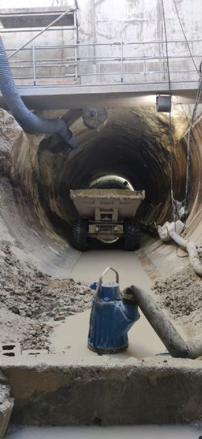 Obras de reparación del falso túnel de los Valientes en Molina de Segura