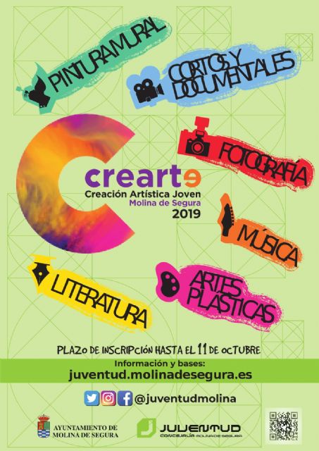 El Ayuntamiento de Molina de Segura pone en marcha la tercera edición del Certamen de Creación Artística Joven CREARTE 2019