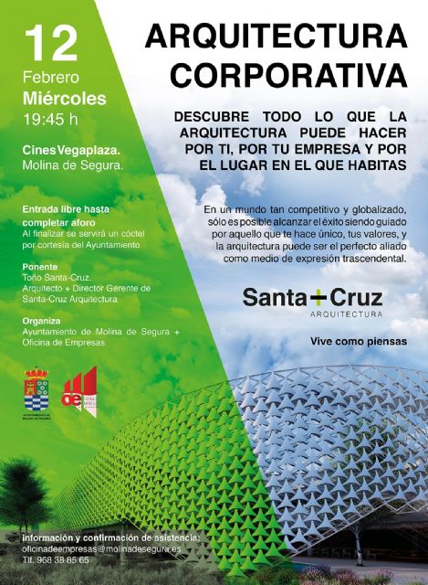 La Oficina Municipal de Empresas de Molina de Segura prosigue el miércoles 12 de febrero con la segunda conferencia del ciclo Febrero, mes de las charlas empresariales, titulada Arquitectura Corporativa
