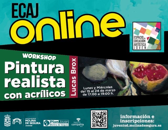 La Concejalía de Juventud de Molina de Segura inicia el lunes 15 de marzo la formación Workshop: Pintura realista con acrílicos