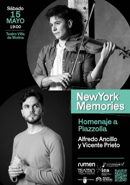 Alfredo Ancillo y Vicente Prieto ofrecen el recital de violín y piano NEW YORK MEMORIES el sábado 15 de mayo en el Teatro Villa de Molina