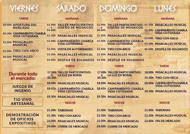 Molina de Segura contará con un Mercado Romano durante las Fiestas Patronales 2023, del 15 al 18 de septiembre