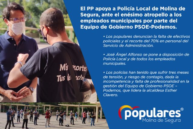 El PP apoya a Policía Local de Molina de Segura, ante el enésimo atropello a los empleados municipales por parte del Equipo de Gobierno PSOE-Podemos