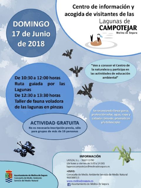 El Ayuntamiento de Molina de Segura da a conocer la fauna voladora de la ZEPA Las Lagunas de Campotéjar el domingo 17 de junio