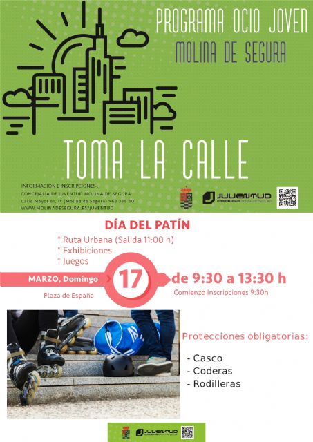 La Concejalía de Juventud de Molina de Segura organiza el Día del Patín 2019 el domingo 17 de marzo