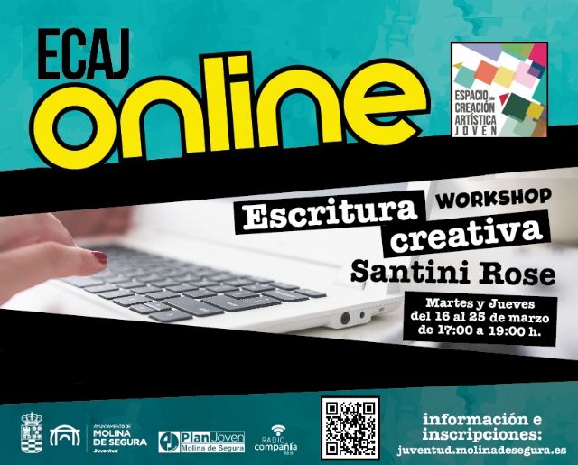 La Concejalía de Juventud de Molina de Segura inicia el martes 16 de marzo la formación Workshop: Escritura creativa