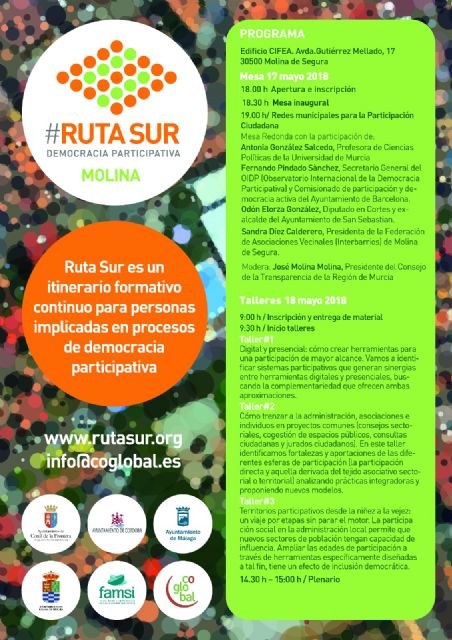 Molina de Segura acoge el III Encuentro Democracia Participativa #RUTA SUR los días 17 y 18 de mayo