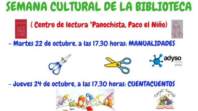 La Red Municipal de Bibliotecas de Molina de Segura celebra su Semana Cultural del 21 al 26 de octubre con motivo del Día Internacional de la Biblioteca