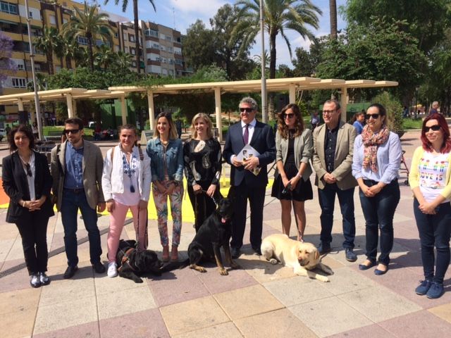 La Plaza de España de Molina de Segura acoge una exhibición de perros guía de la ONCE para mostrar cómo dan seguridad y movilidad a las personas ciegas