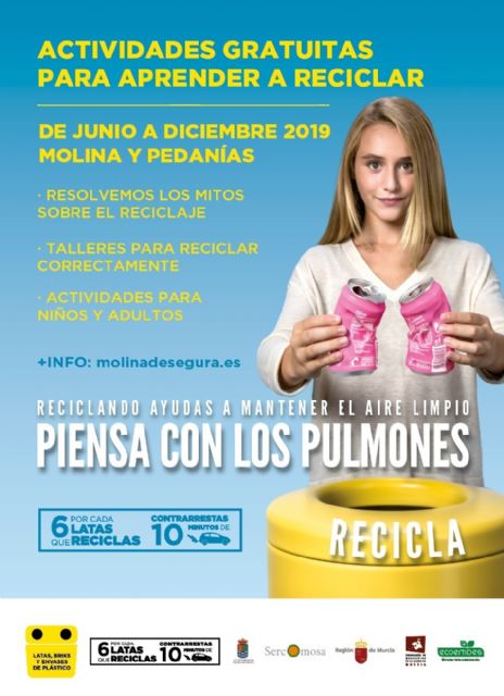 Molina de Segura sensibiliza a la ciudadanía sobre la recogida selectiva de residuos con la campaña Molina piensa con los pulmones, recicla