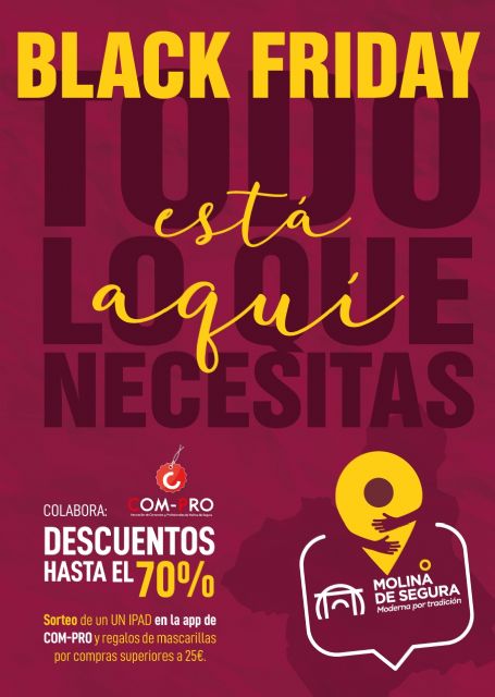 El Ayuntamiento de Molina de Segura pone en marcha la campaña de comunicación BLACK FRIDAY 2020 para promocionar el comercio minorista local