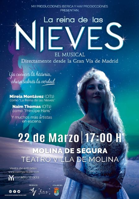 El musical LA REINA DE LAS NIEVES sustituye al espectáculo IMAGINANDO CON PETER PAN el domingo 22 de marzo en el Teatro Villa de Molina