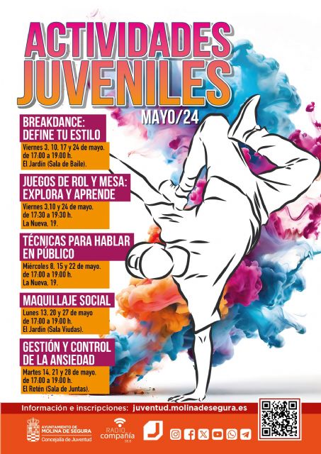 La Concejalía de Juventud oferta cinco actividades formativas gratuitas para el mes de mayo en Molina de Segura