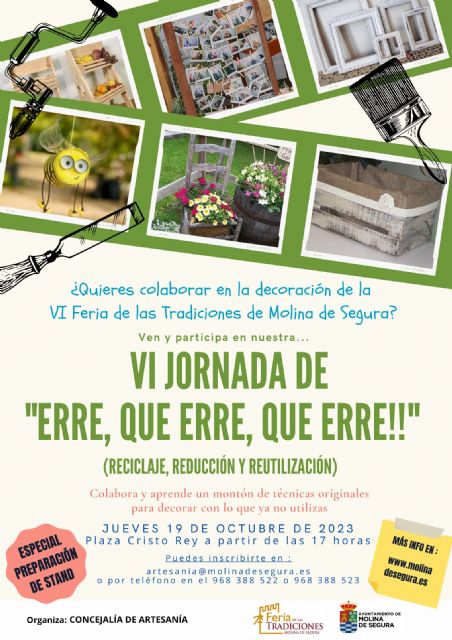 La Concejalía de Artesanía de Molina de Segura organiza la VI Jornada Erre, que Erre, que Erre el jueves 19 de octubre