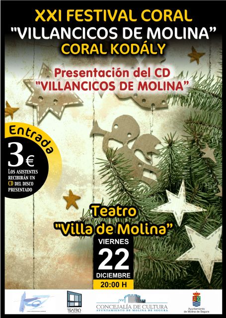 El XXI Festival Coral Villancicos de Molina se celebra el viernes 22 de diciembre en el Teatro Villa de Molina