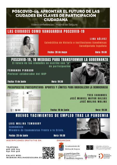 Jornadas de videoconferencias Poscovid-19, afrontar el futuro de las ciudades en claves de Participación Ciudadana en Molina de Segura