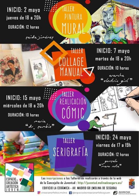 La Concejalía de Juventud de Molina de Segura pone en marcha nuevas actividades en el Espacio de Creación Artística Joven durante los meses de abril a junio de 2019