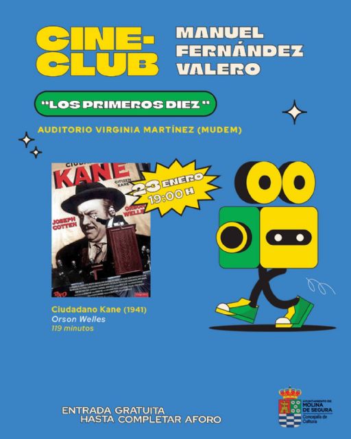 El Cine Club Manuel Fernández Valero arranca hoy martes 23 de enero en Molina de Segura con la proyección de Ciudadano Kane, de Orson Welles