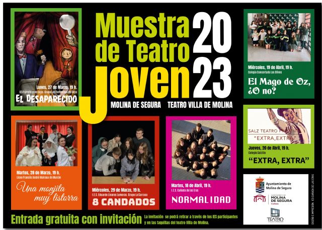 La Muestra de Teatro Joven 2023 de Molina de Segura se celebra del 27 de marzo al 20 de abril en el Teatro Villa de Molina