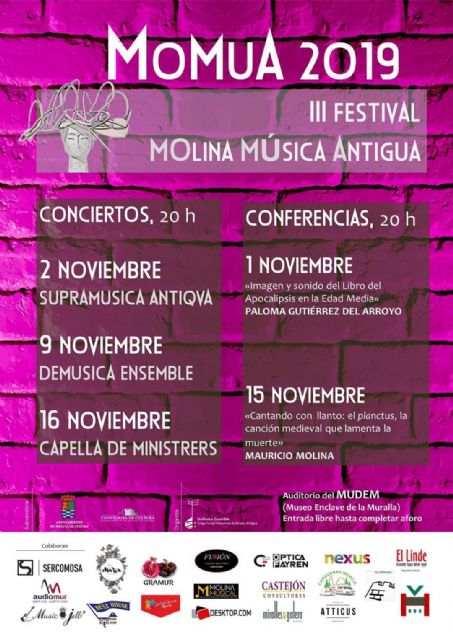 El Festival Molina Música Antigua, MOMUA 2019, celebra su tercera edición del 1 al 17 de noviembre