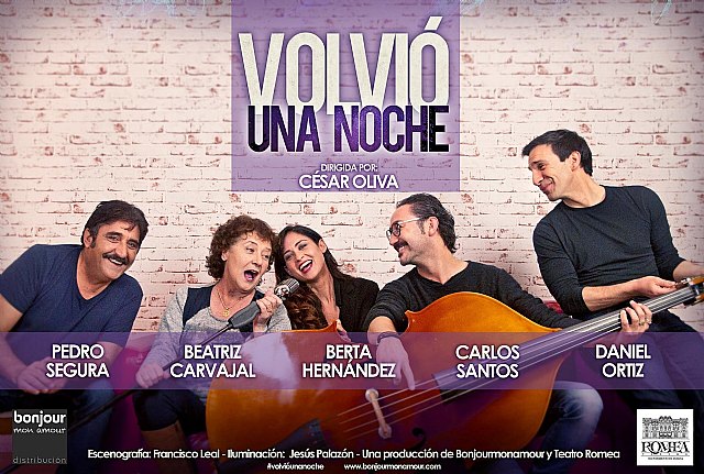 Beatriz Carvajal y Carlos Santos protagonizan VOLVIÓ UNA NOCHE el sábado 26 de octubre en el Teatro Villa de Molina
