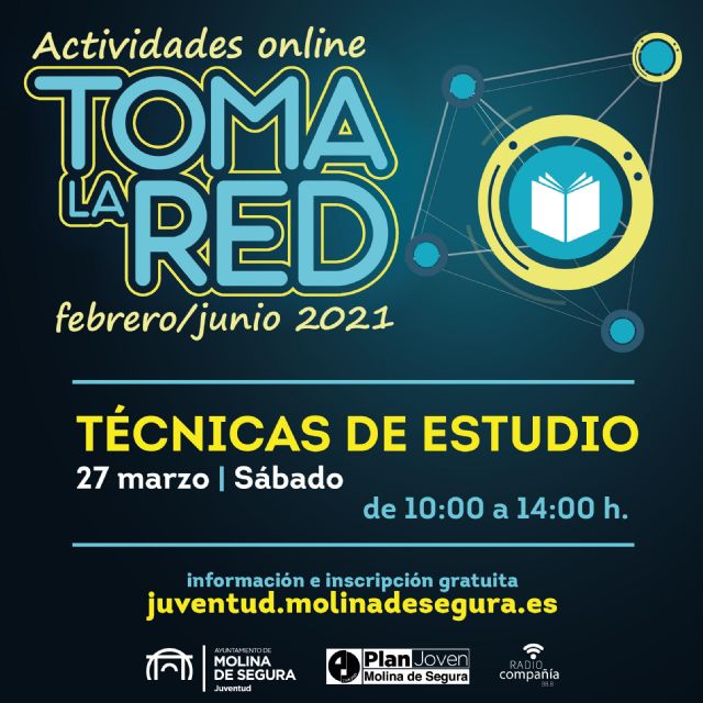 La Concejalía de Juventud de Molina de Segura organiza el sábado 27 de marzo un curso online de técnicas de estudio