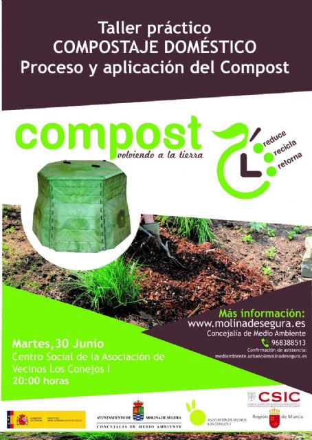 El proyecto de compostaje doméstico de Molina de Segura llega a su fase final con el desarrollo del taller práctico Compostaje doméstico, proceso y aplicación del compost