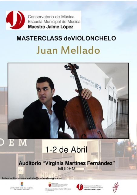 El Conservatorio Profesional de Música Maestro Jaime López de Molina de Segura organiza una master class de violoncello el 1 y 2 de abril