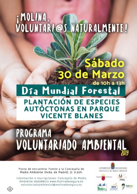 El Programa de Voluntariado Ambiental de Molina de Segura ¡Voluntari@s Naturalmente! colabora en la reforestación del Parque Ecológico Vicente Blanes el sábado 30 de marzo