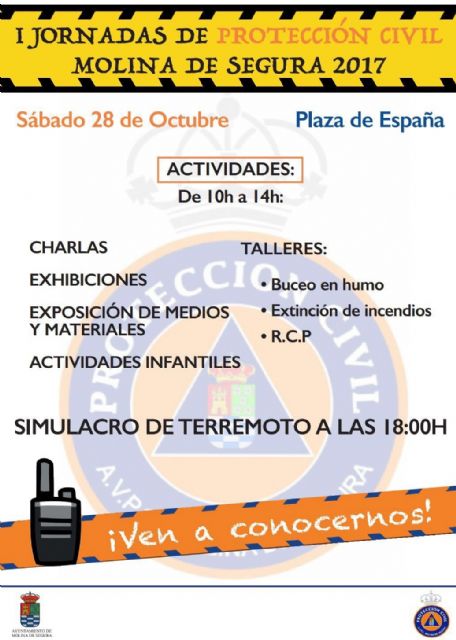 Las I Jornadas de Protección Civil de Molina de Segura se celebran el sábado 28 de octubre