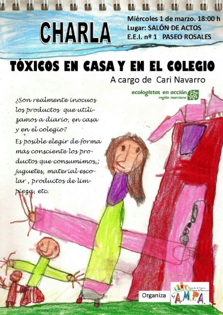 Cari Navarro, de Ecologistas en Acción, ofrece una charla sobre Tóxicos en casa y en el colegio el miércoles 1 de marzo en Molina de Segura