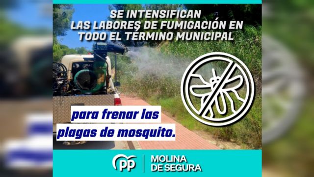 El Gobierno de José Ángel Alfonso (PP) refuerza la fumigación para evitar las plagas de mosquito en Molina de Segura