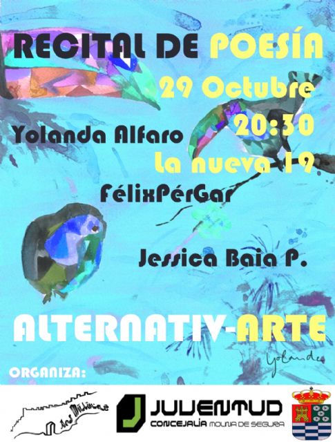 La Asociación 'Ars Mulinae' organiza un recital de poesía con Yolanda Alfaro, Jessica Baia y Felix Pérgar en el Espacio de Participación Juvenil 'La Nueva, 19'