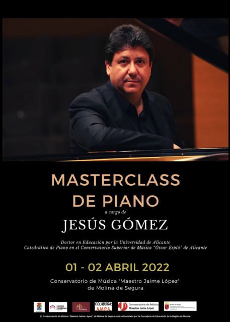 El Conservatorio Profesional de Música Maestro Jaime López de Molina de Segura organiza una master class de piano los días 1 y 2 de abril